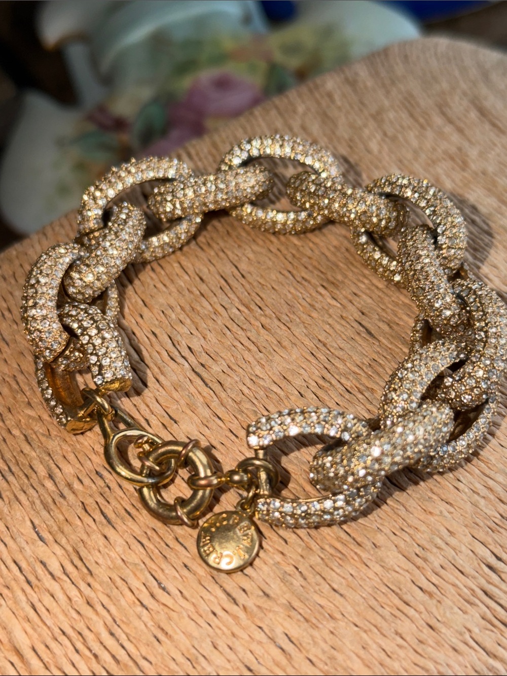 J. Crew Gold Crystal Pavé Link Bracelet